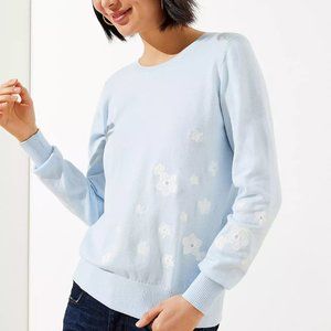 Loft Placed Floral Sweater Light Blue M